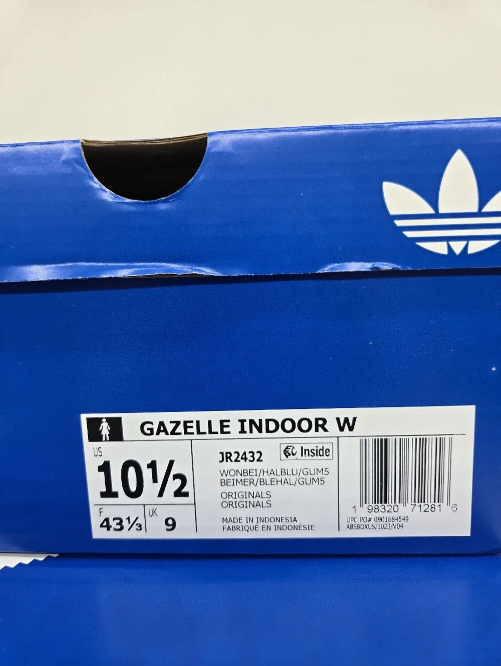 adidas Women's Gazelle Indoor JR2432 Wonder Beige Halo Blue Shoes Size 10.5